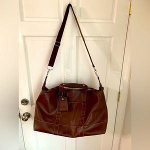 NFL New York Giants Barrington Brown Pebbled Leather Duffel Travel Overnight Bag